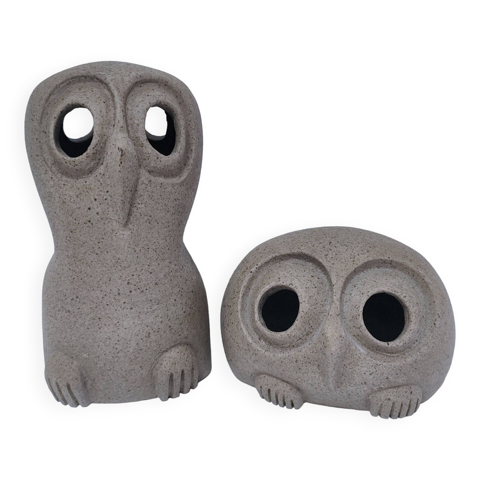 Deux chouettes céramique non émaillée design