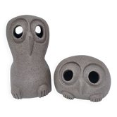 Deux chouettes céramique non émaillée design