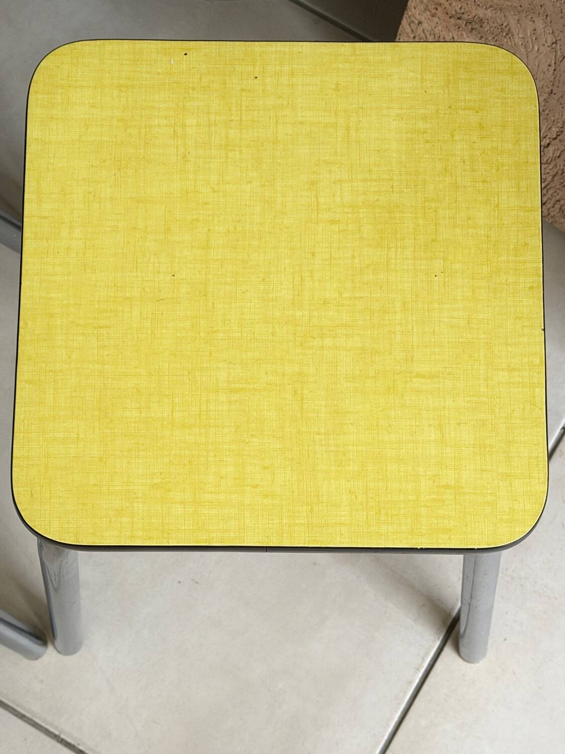 Set of 2 vintage yellow Formica stools
