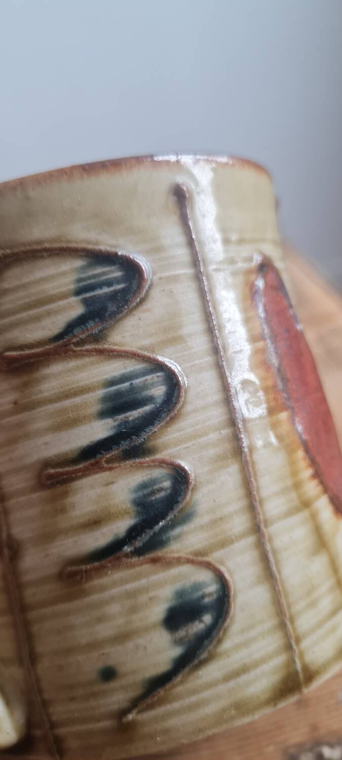 Glazed stoneware mugs from the 60s