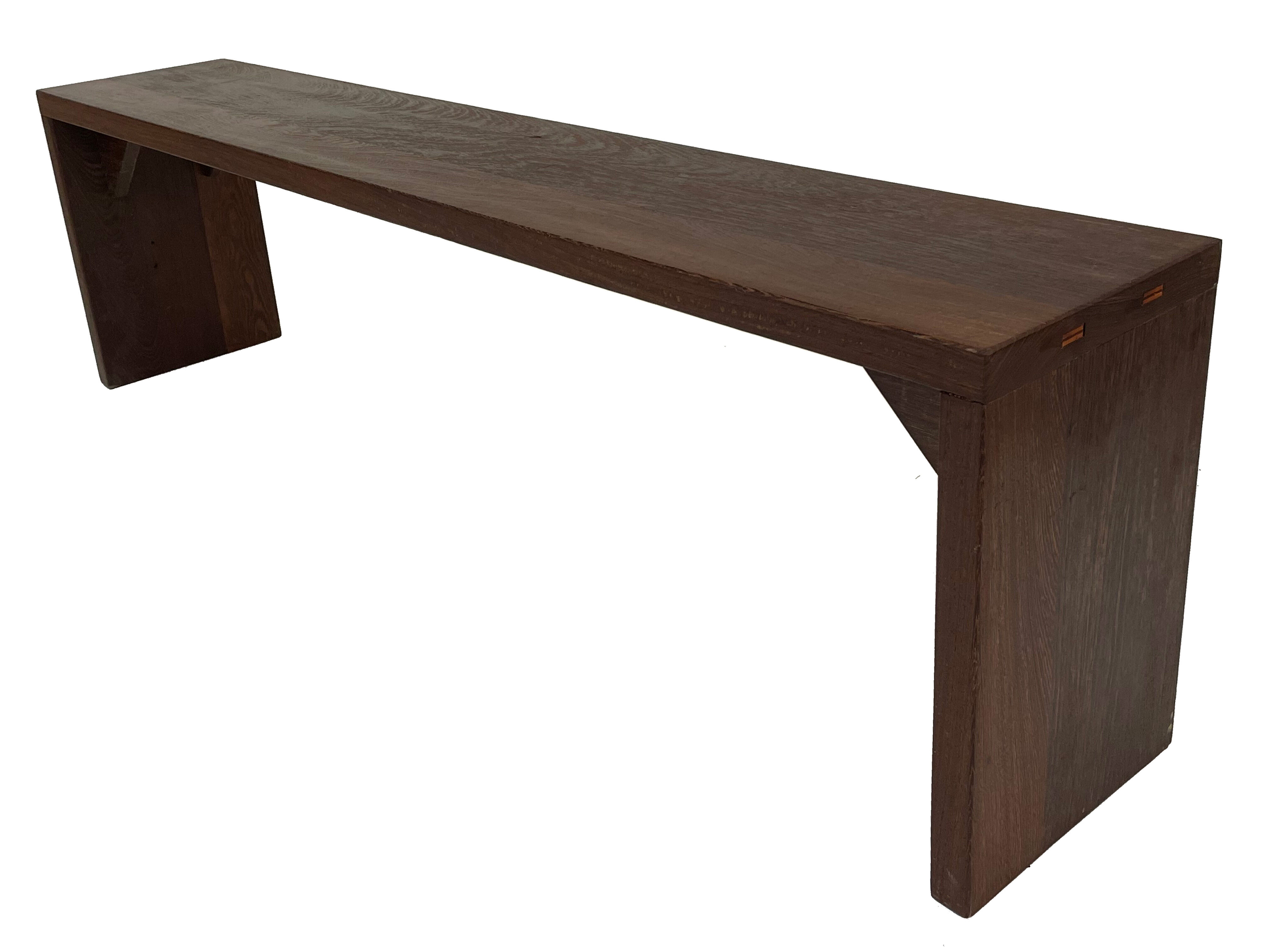 Minimalist vintage sofa design in wengé wood small solid bench