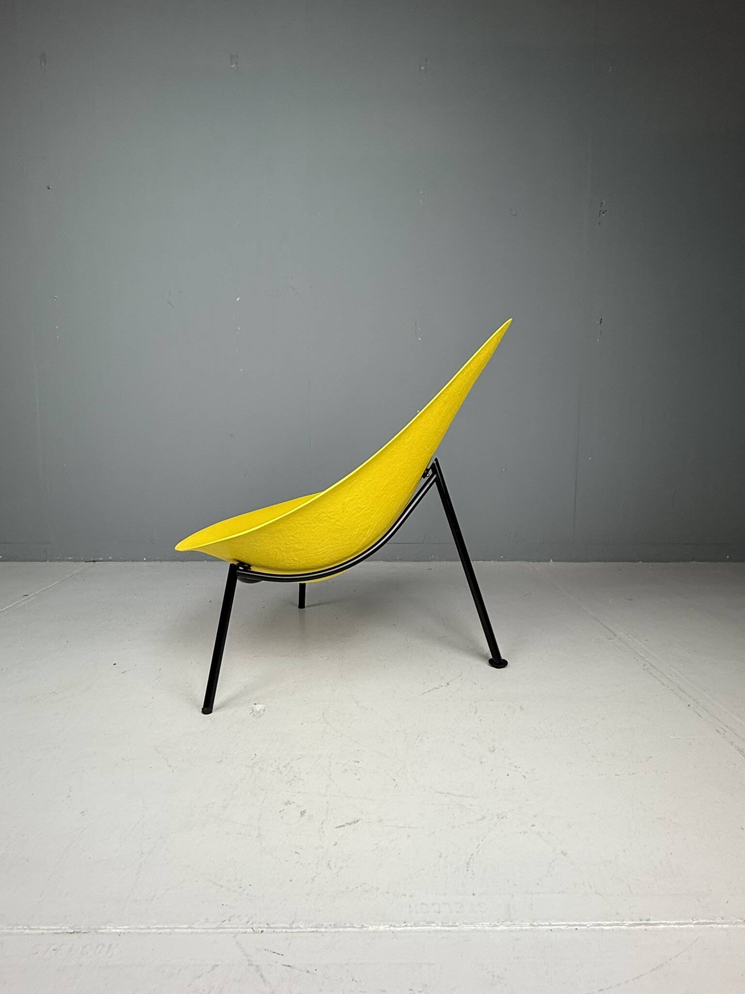Yellow Tripod Lounge Chair by Ed Merat, France 1956