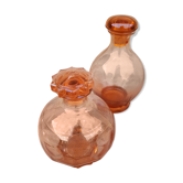 Duo de flacons en verre rose vintage