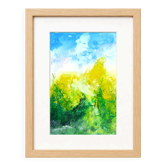Original abstract painting – bright landscape – 15.5 x 24 cm