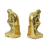 Italian Brass Bookends The Thinker Rodin Regina 18cm
