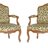 Pair of Louis XV style cabriolet armchairs