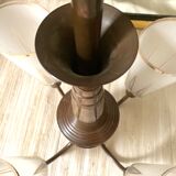 Art deco chandelier in copper and granite glass