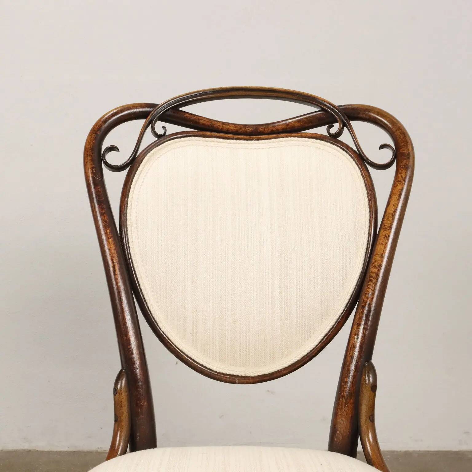 Pair of antique Thonet chairs no. 6 in beech and fabric, Vienna, Austria, 19th century.