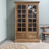 Large vintage display cabinet in solid oak (renovated)
