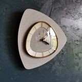 Vintage formica clock asymmetrical silent wall clock "Bayard silver grey"
