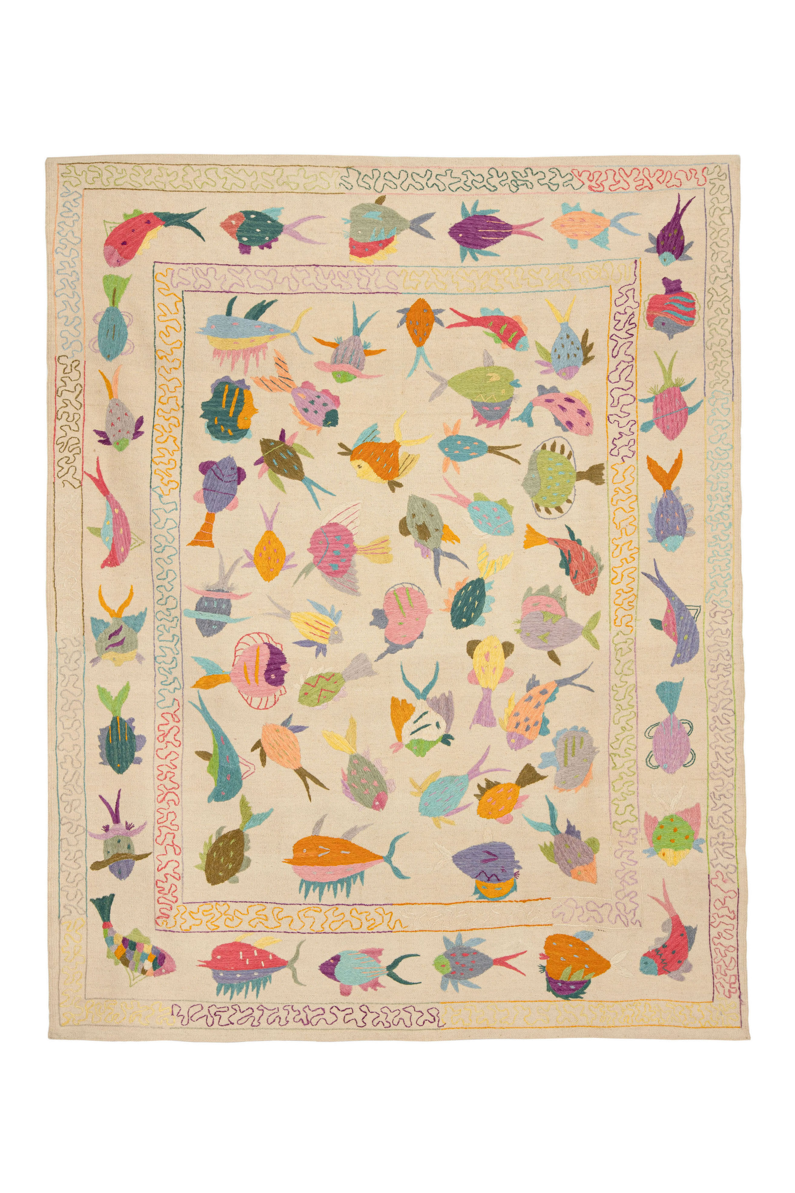 Kilim afghan embroidery 224 x 173 cm