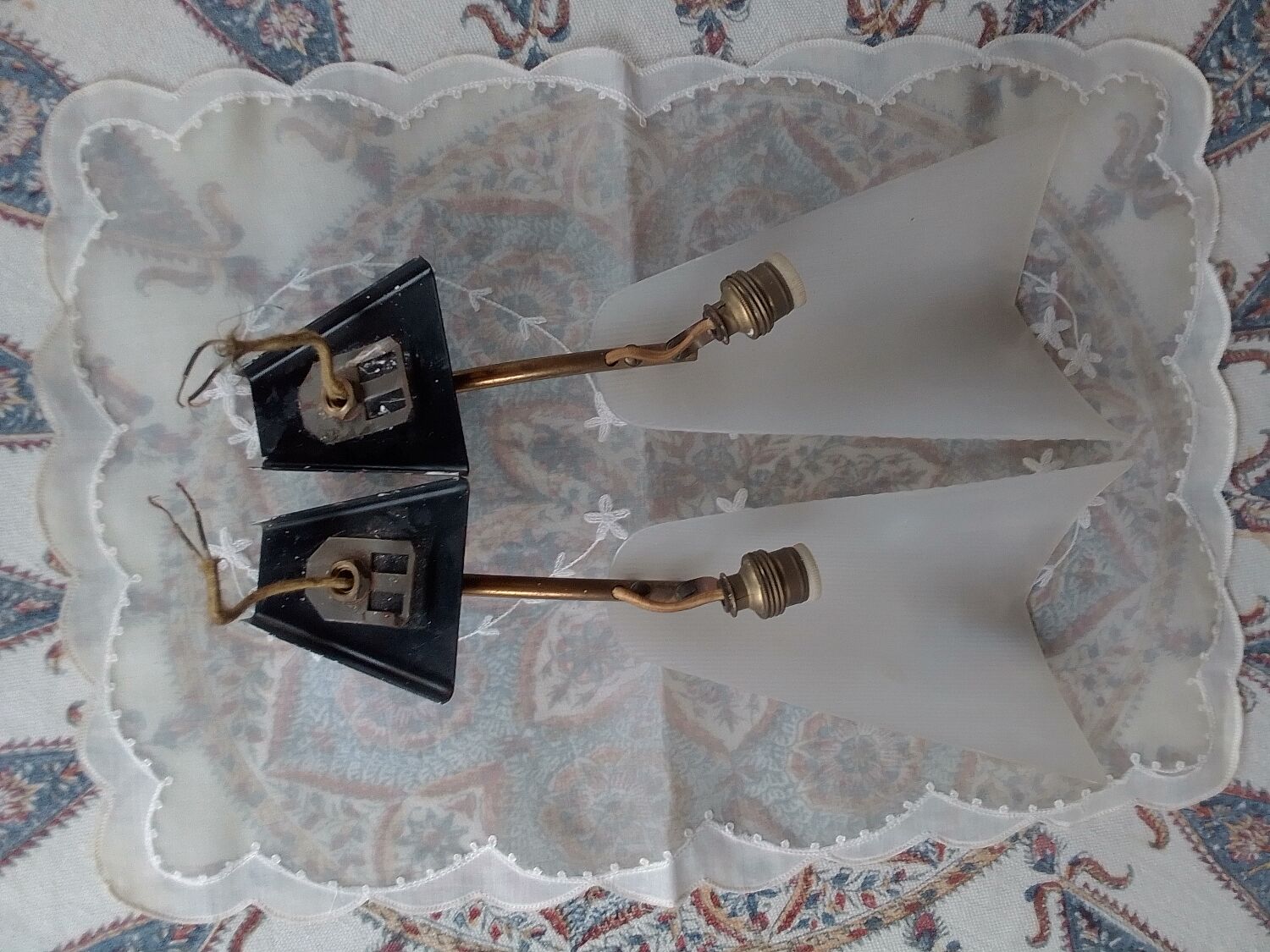 Pair of brass plastic sconces