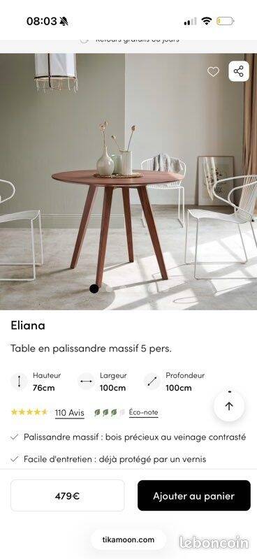 Solid rosewood table tikamoon