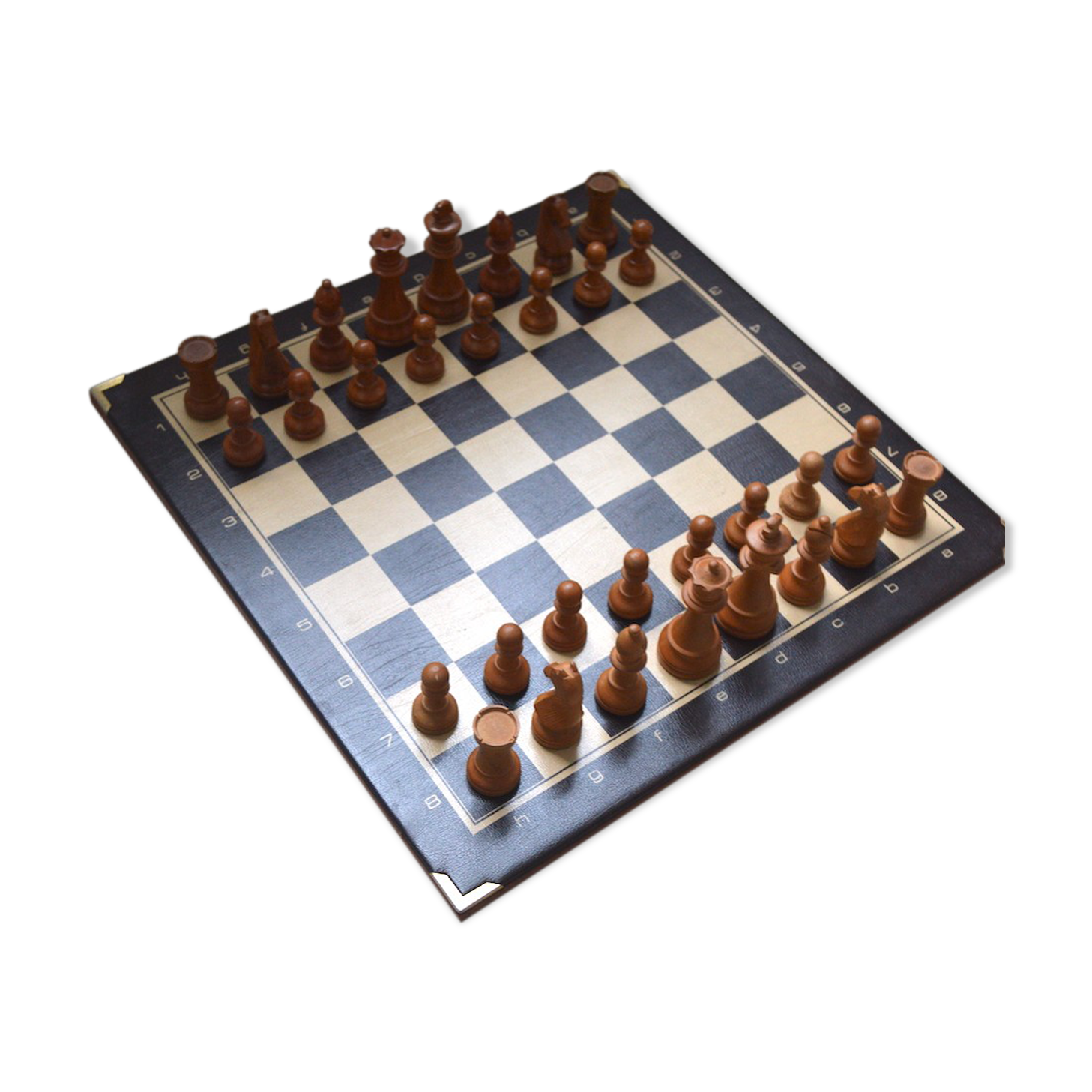 Large wooden chessboard and leatherette 48cm x 48cm