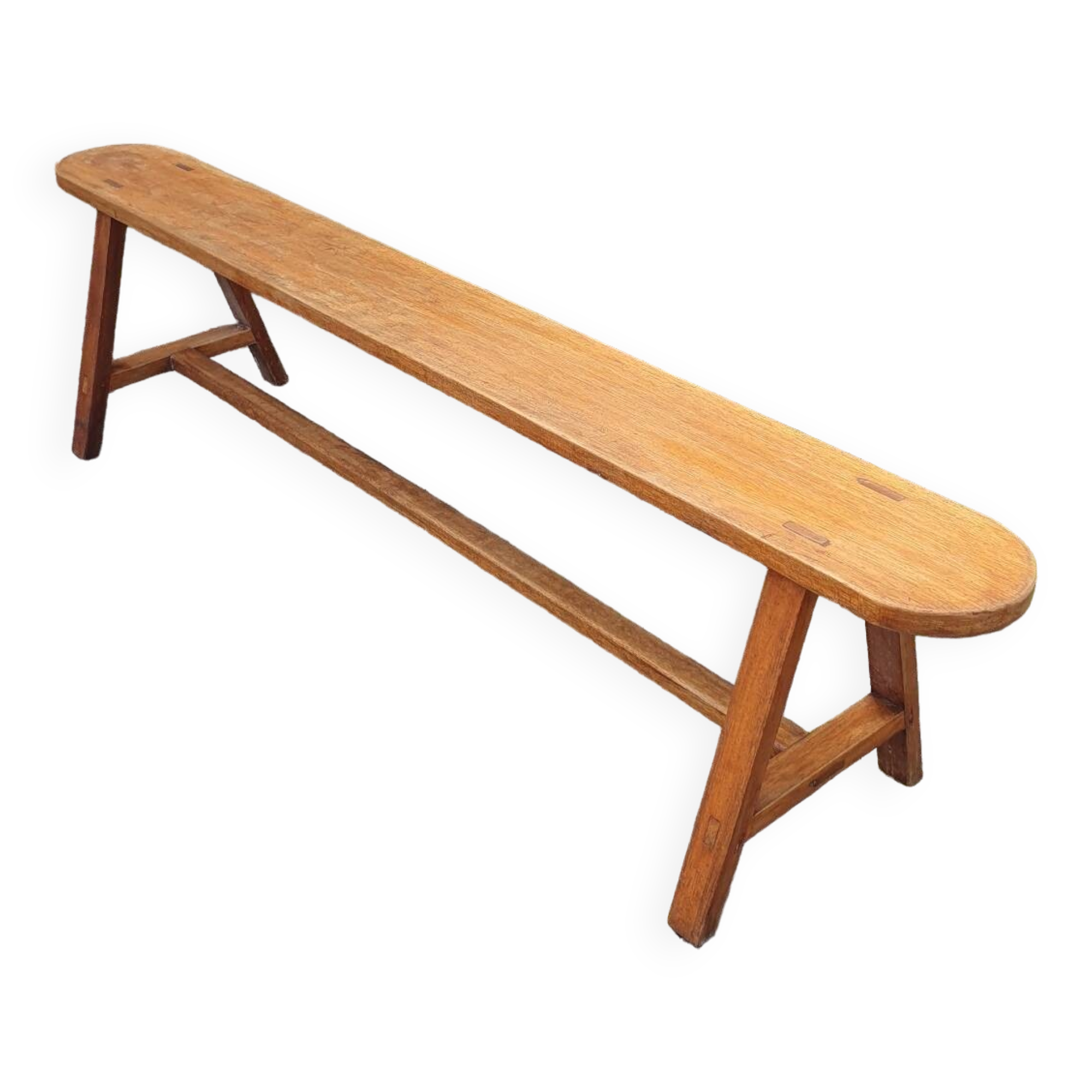Vintage solid oak bench, 1950s