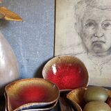 Four bowls free-form cups with French metal enamel