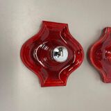 Red ceramic fat lava wall lamps by Hustadt Lights, Germany, 1970s, set of 2