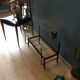 Coffee table in glass  black metal and brass vintage 1950