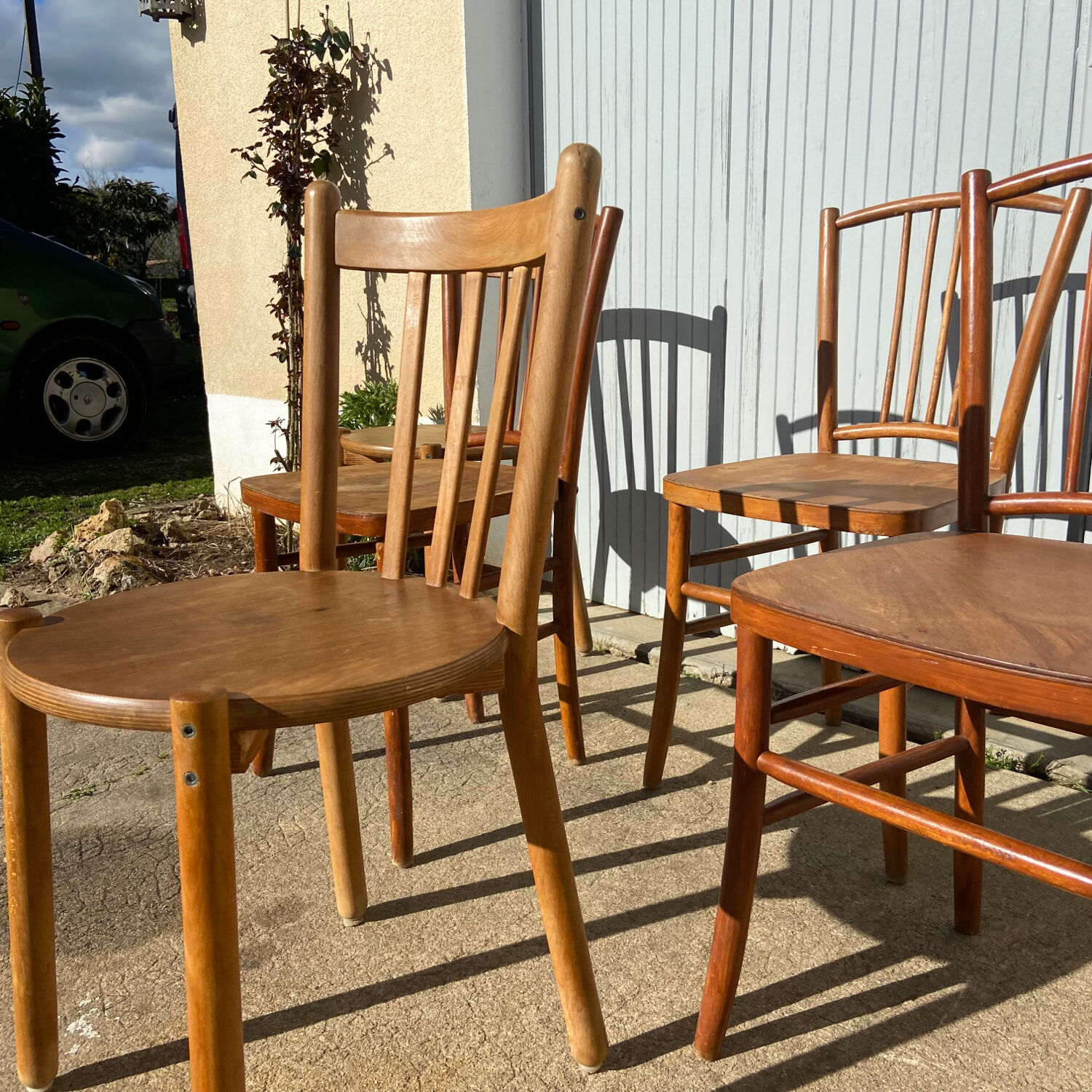 Set of vintage wooden chairs