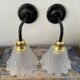 Pair of Art Deco wall lights in glass and ceramic