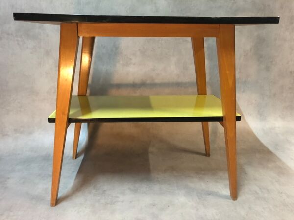 Table en Formica jaune 2 plateaux, 50’s