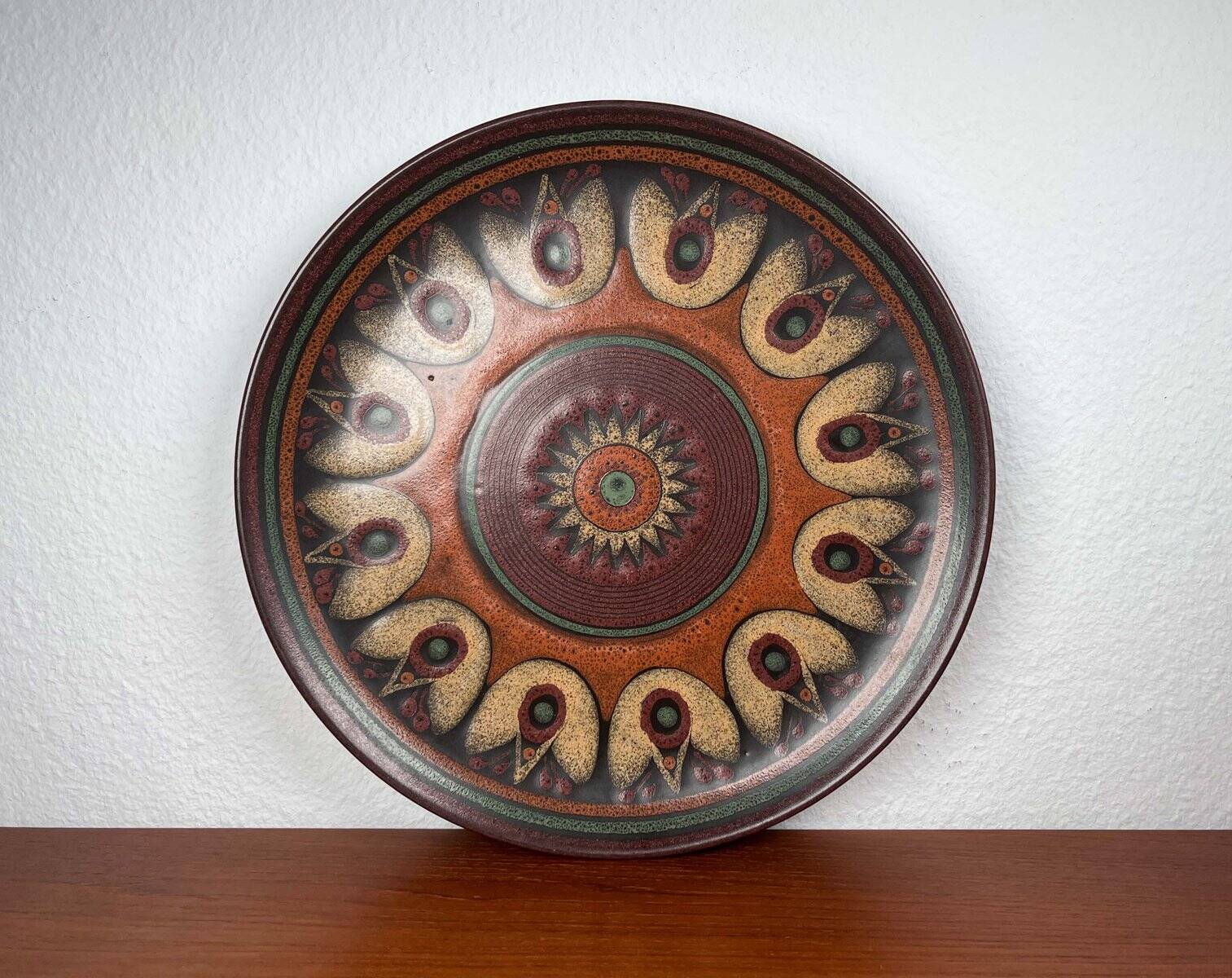 Large vintage ceramic wall plate from KMK Keramik Manufaktur Kupfermühle, 1970s.
