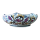 Lobé dish, melonnière in Gien earthenware decoration blue and ochre pattern 1960