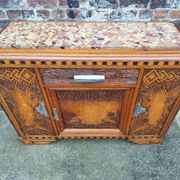 Art deco sideboard marble top, old buffet furniture, vintage dresser