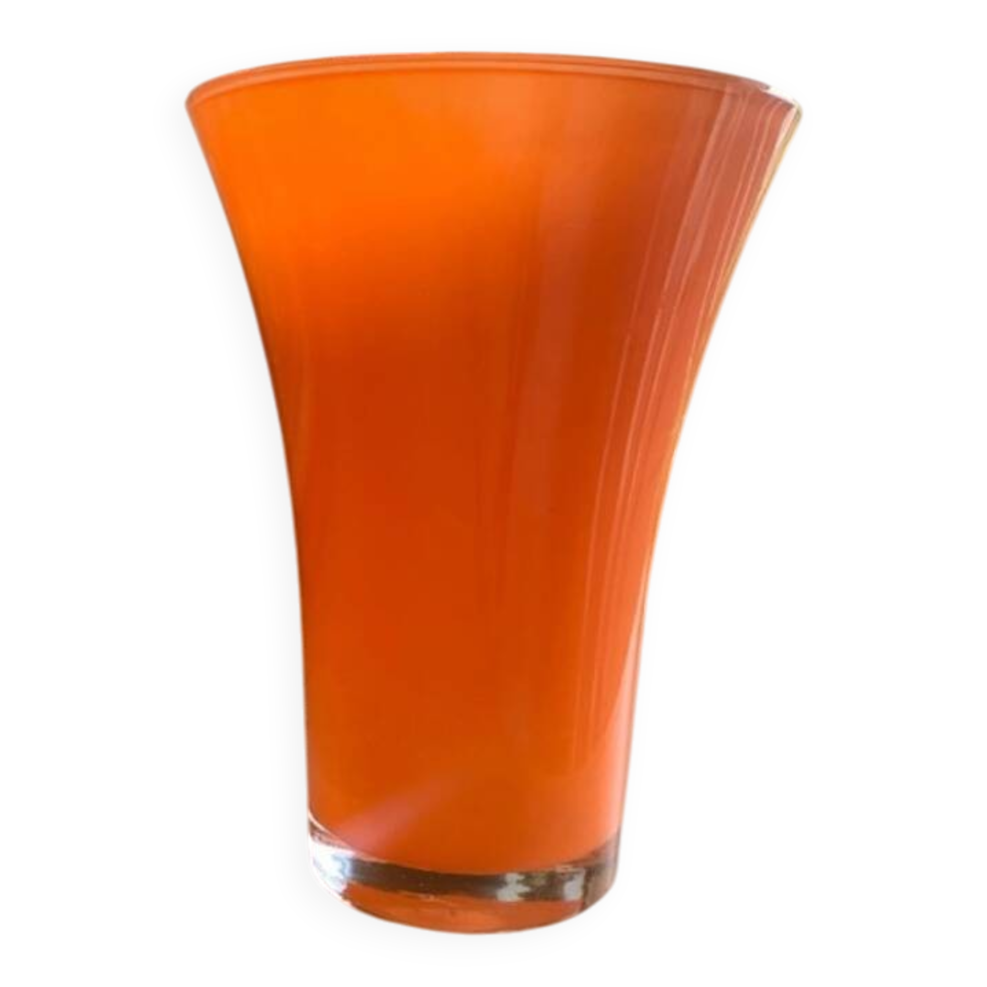 Vintage Opaline Glass Vase Orange - 1970s - Pop Style
