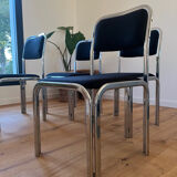 Set of 4 chrome steel chairs