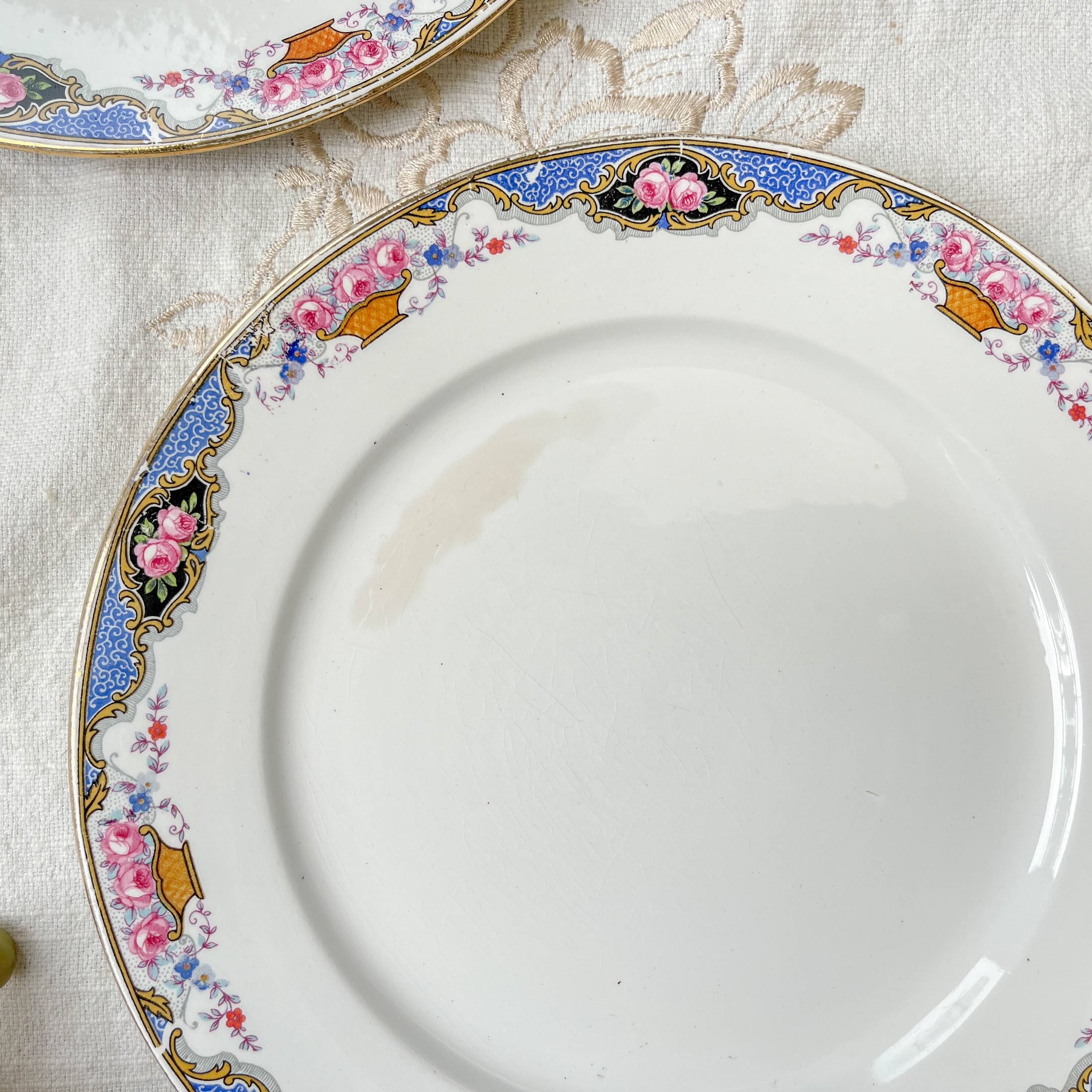 6 small vintage floral plates Digoin Sarreguemines – 1950s