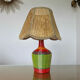 Bottle lamp in scoubidou, lampshade in rattan years 50/60