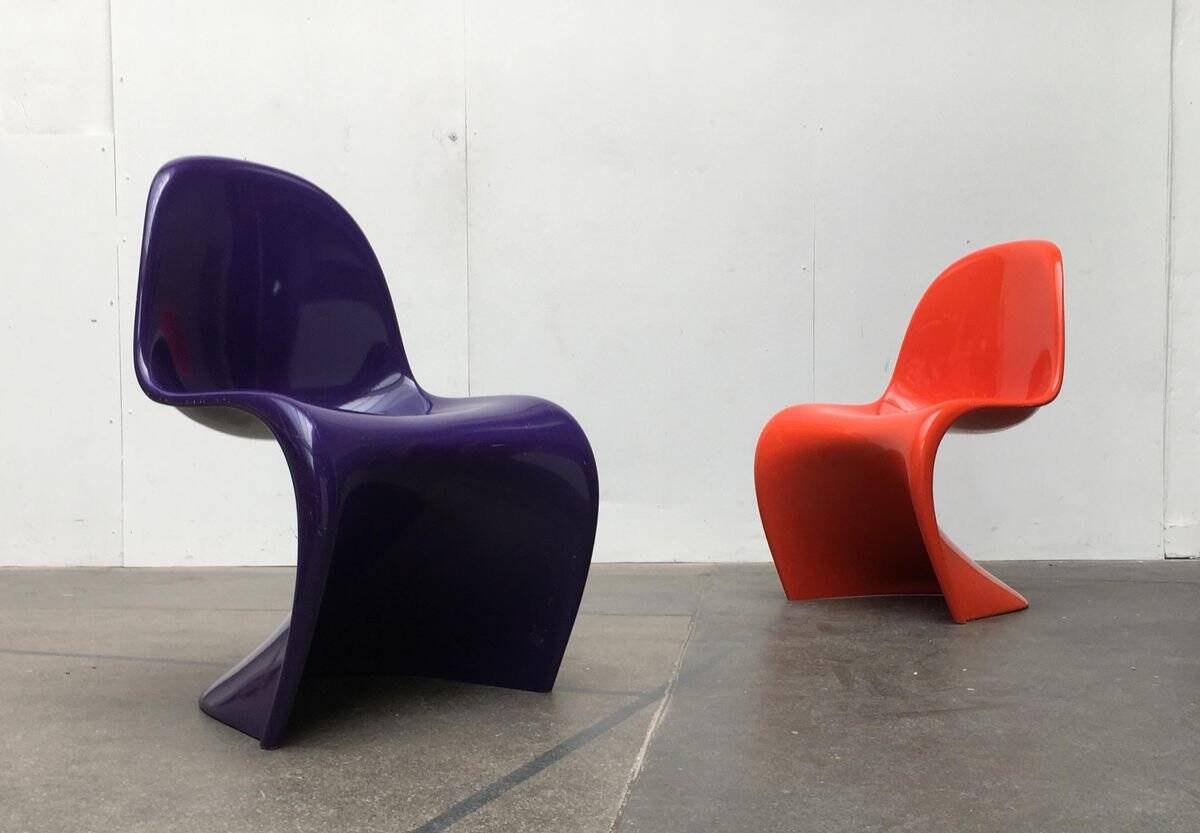 Mid-century Panton side chair set by Verner Panton for Herman Miller, 1960s.
