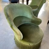 Fauteuil crapaud vert amande
