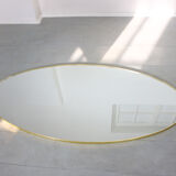 Vintage oval golden frame mirror, 70s