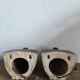 Pair of Art Deco wall lights, ceramic and holophane glass.