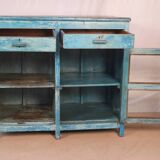 Old Burmese teak sideboard with original blue patina