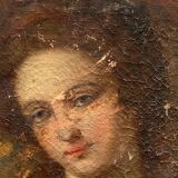 Oil canvas cbl initials portrait xviii eme woman costume