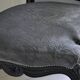 Antique armchair from the Napoléon III era, black wood with grey embossed velvet.