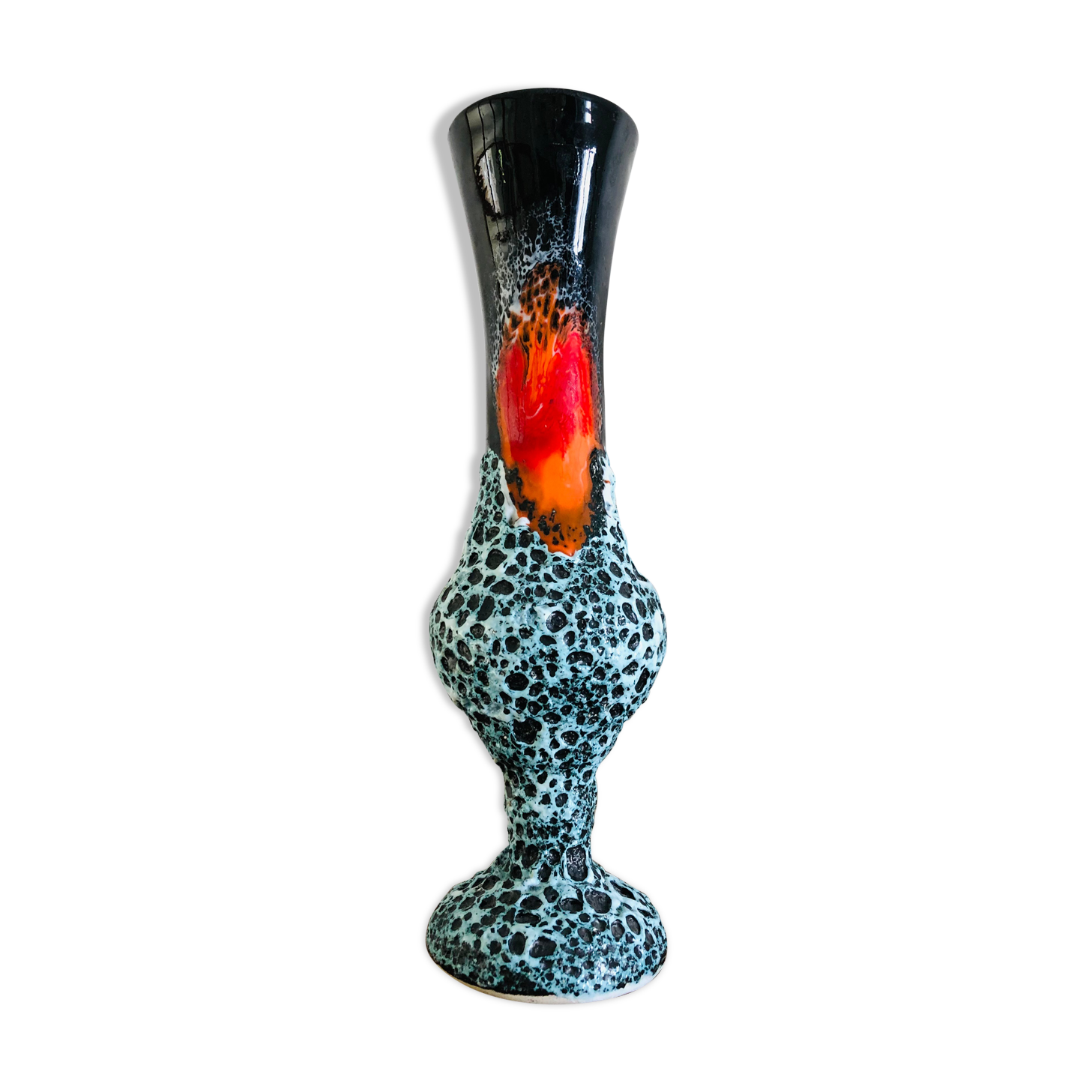 Vase Soliflore fat lava ceramic sea foam