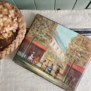 Michel Pabois - Parisian Terrace - Oil on canvas.