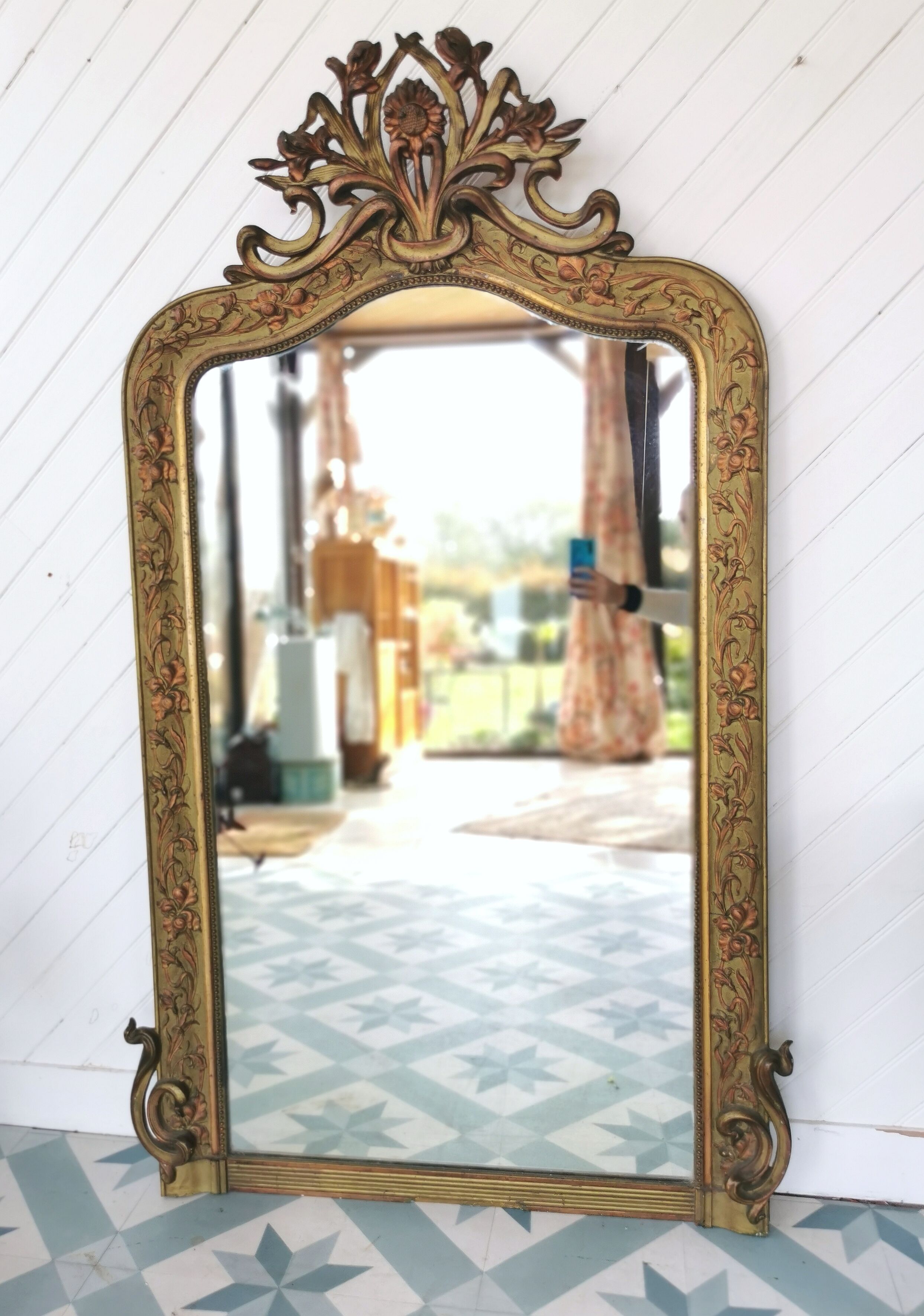 Art Nouveau fireplace mirror 1900