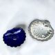 Silver-plated shell butter dish and vintage blue bowl from the 70s.