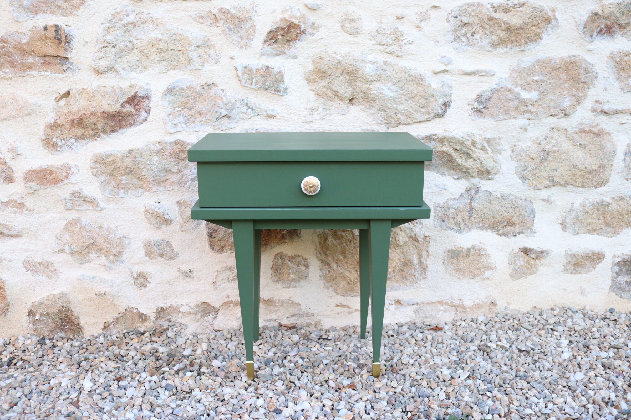 Vintage bedside green forest gold