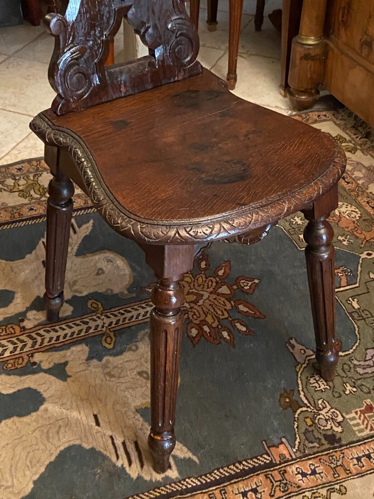 Lorraine nineteenth century chair in solid oak richly carved regency style
