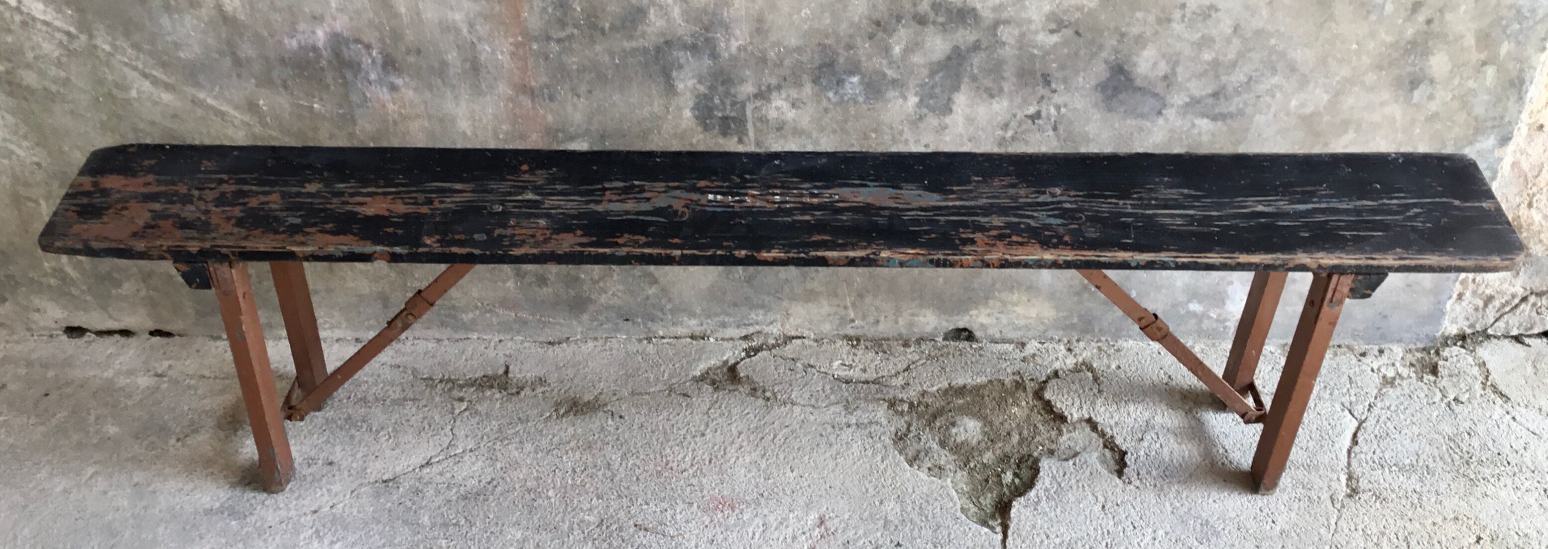 Folding all-wood guinguette bench - vintage mid-XXth