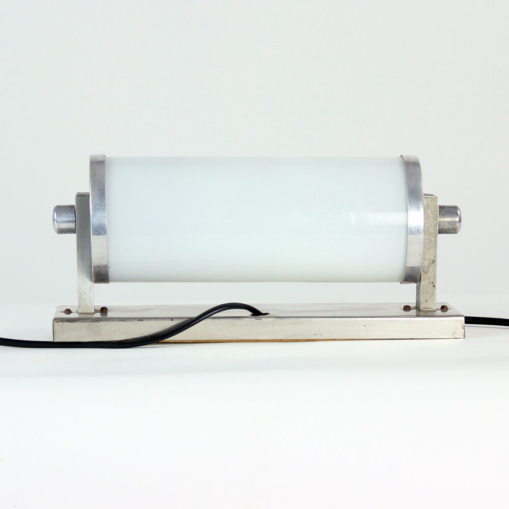 Vintage aluminium wall or table light with original switch, czechoslovakia 1920s