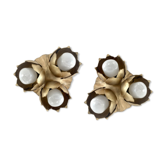 Pair of flower wall lamps, 1970