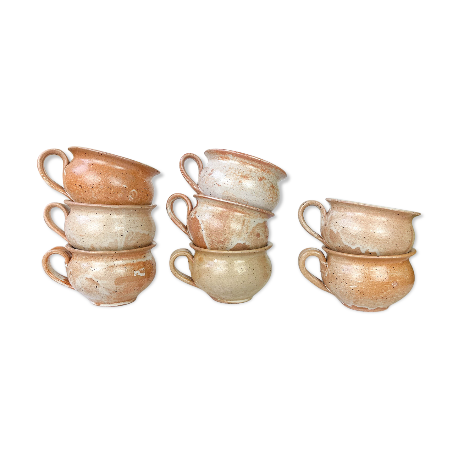 8 cups in vintage enamelled stoneware