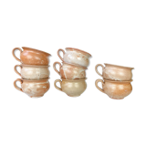 8 cups in vintage enamelled stoneware